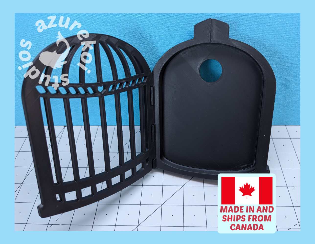 embroiery hoop shaped like a bird cage with door
