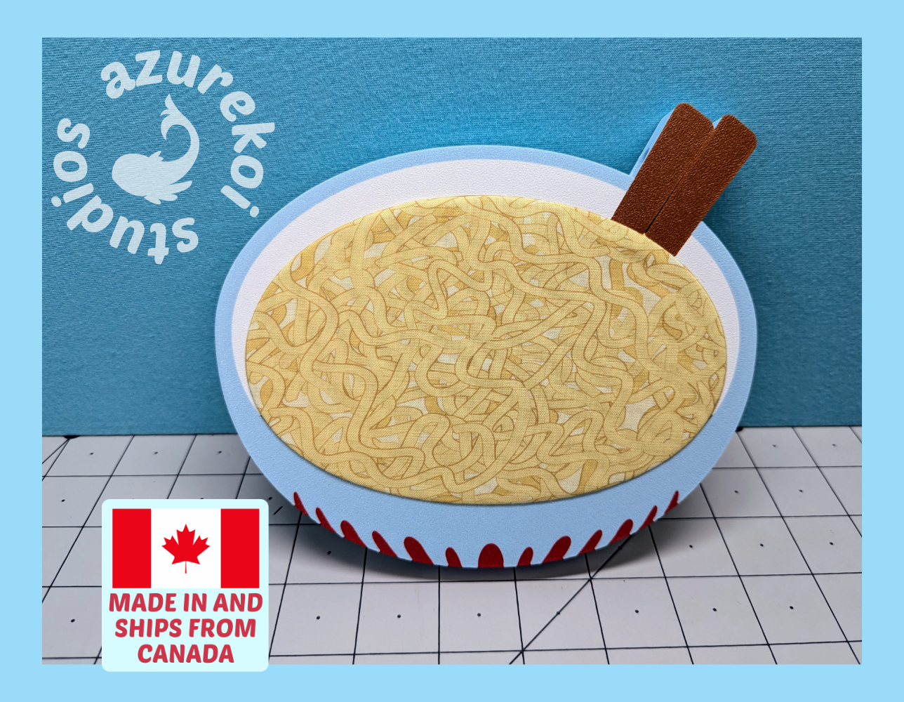 ramen bowl embroidery hoop and fabric