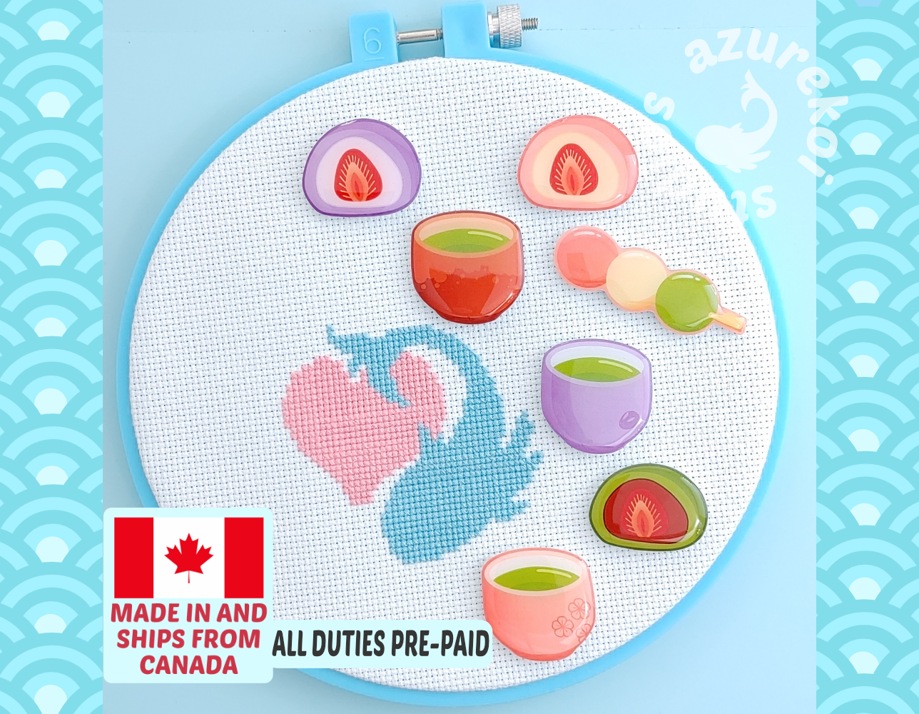 mochi daifuku tea set needle minder set
