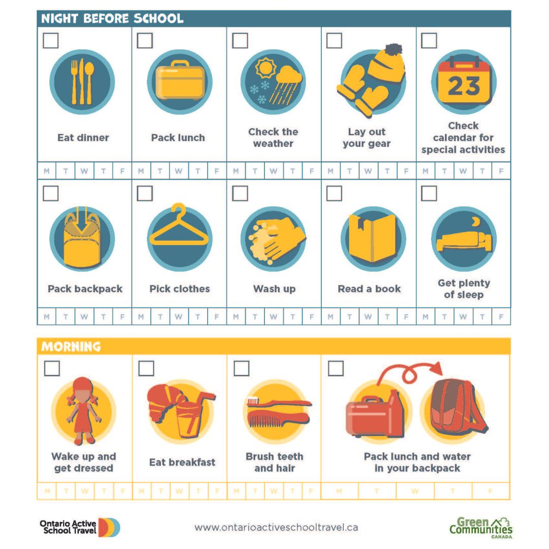Kid's checklist for a great school day