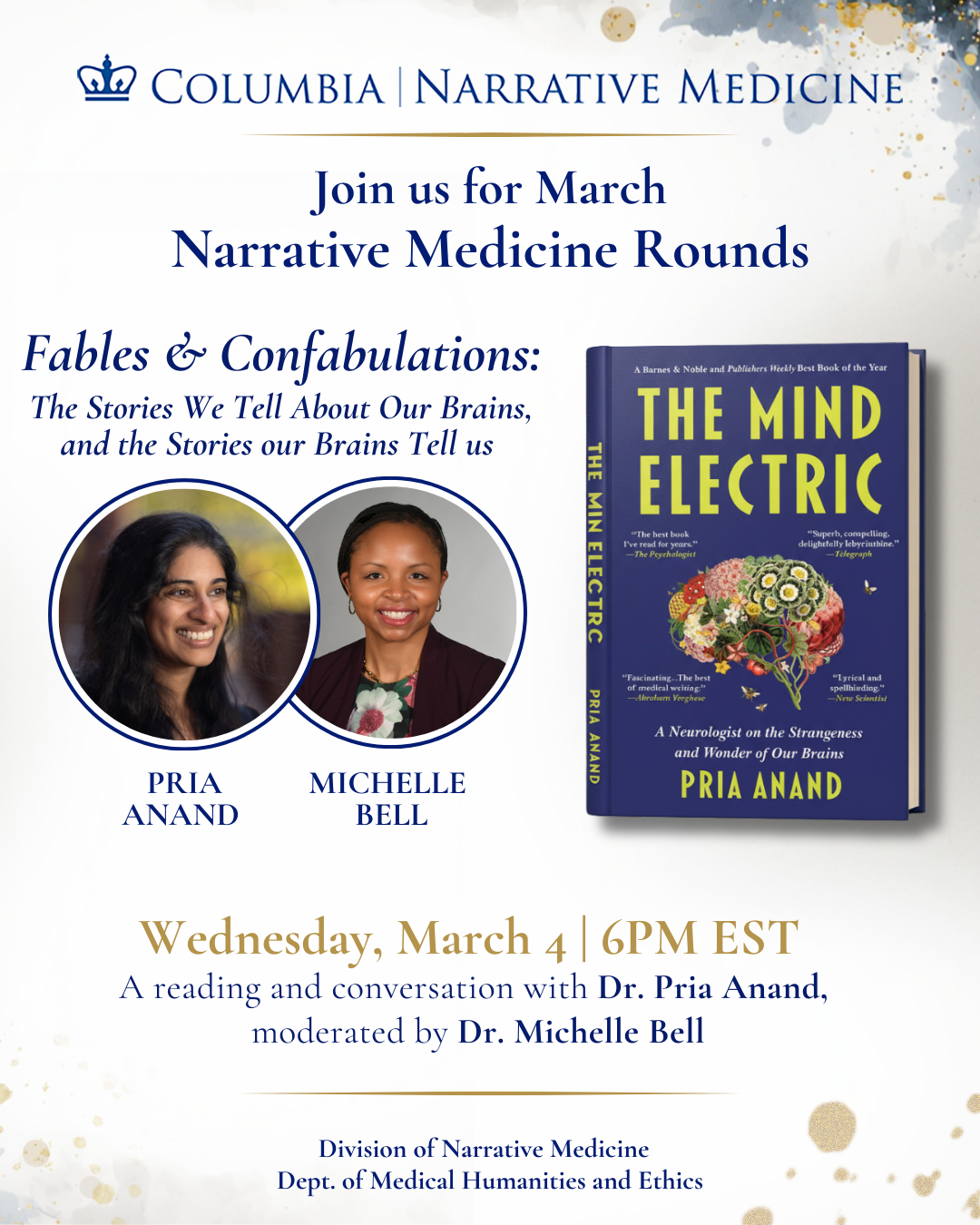 REGISTER: March 4 Rounds with Dr. Pria Anand and Dr. Michelle Bell