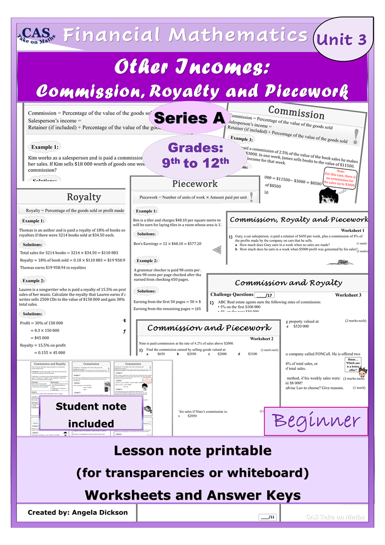 Other Incomes - Commission, Royalty and Piecework Series A