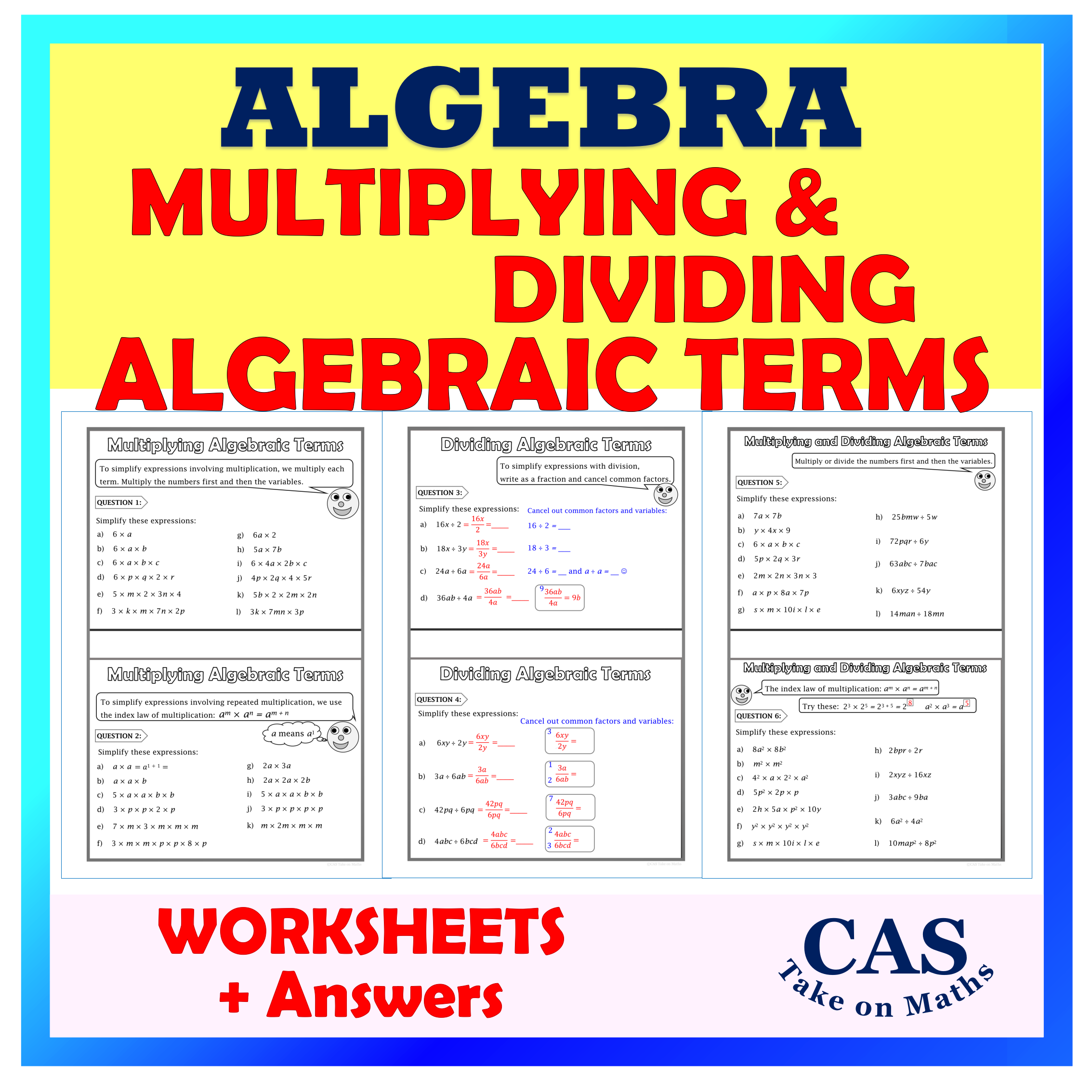 Multiplying Dividing Algebra Terms