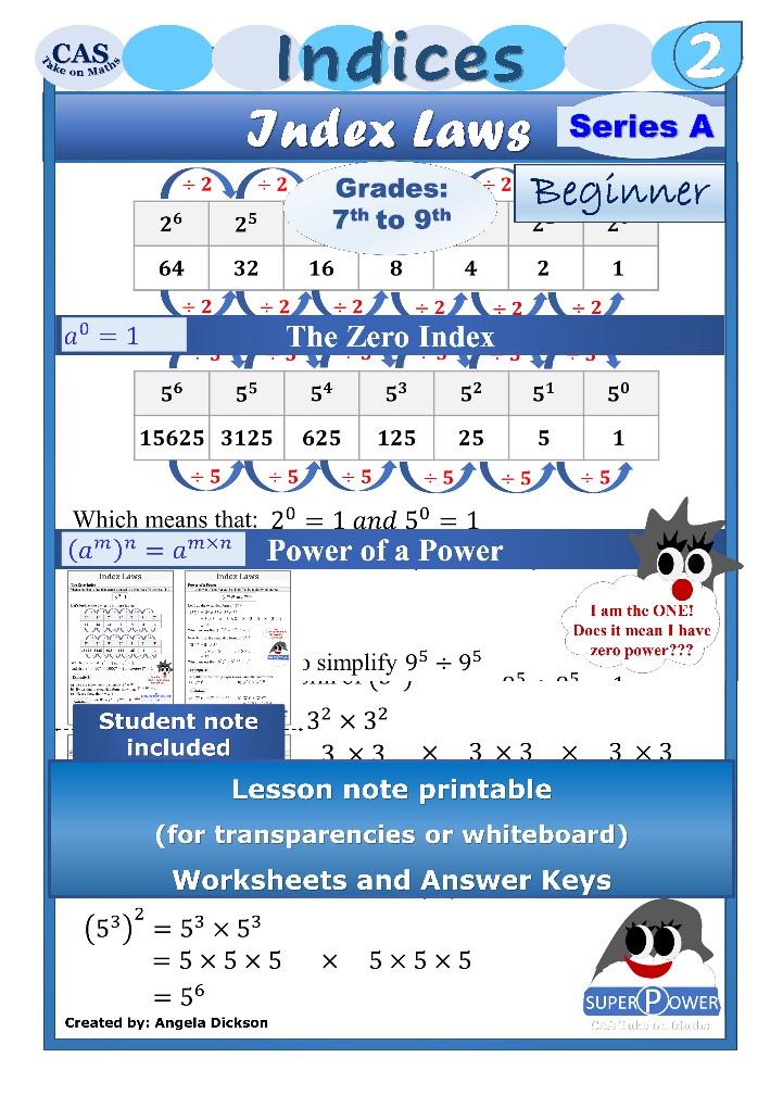 Index Laws 2: The Zero Index and Power of a Power