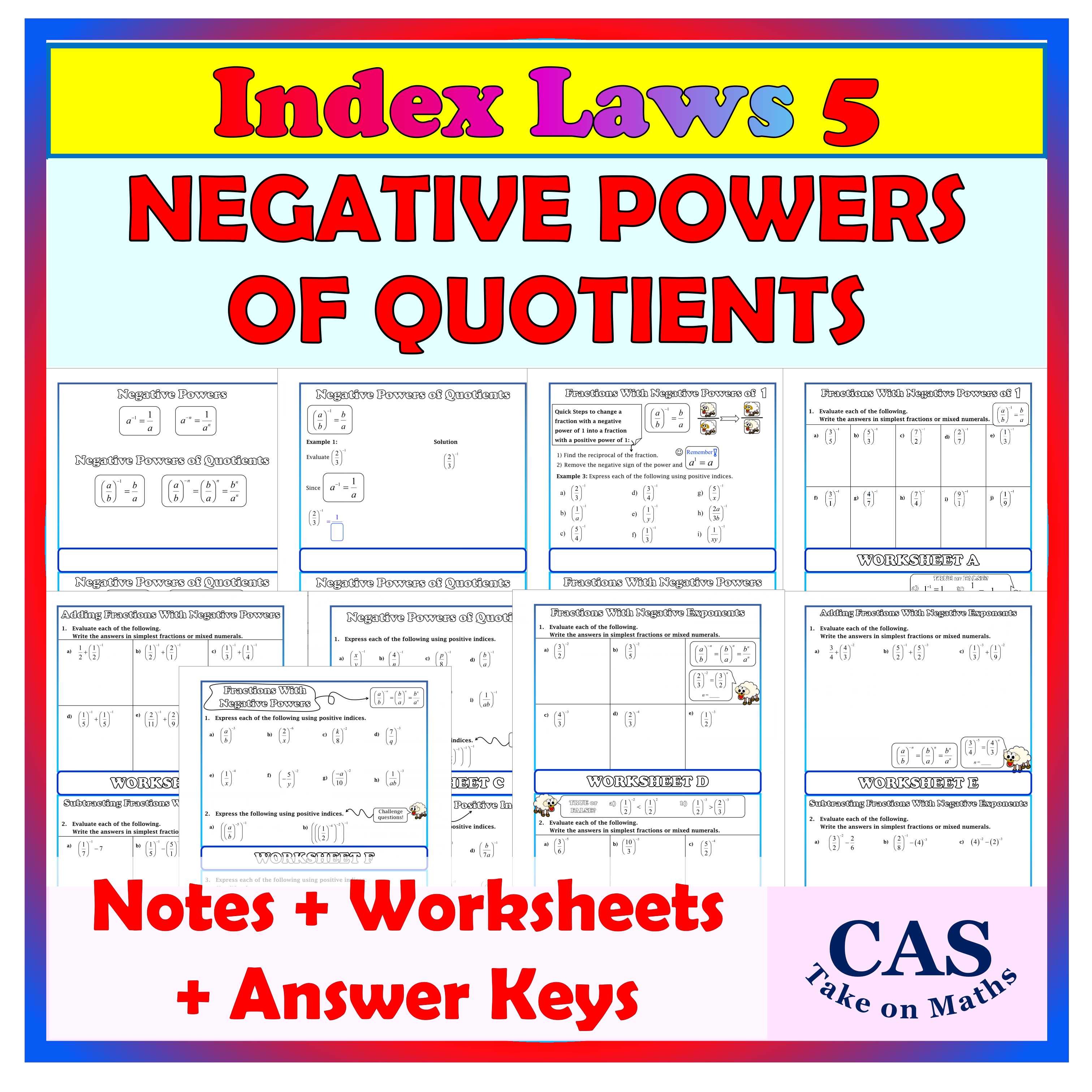 Index Laws 5 - Negative Powers of Quotients - Fractions with Negative Powers