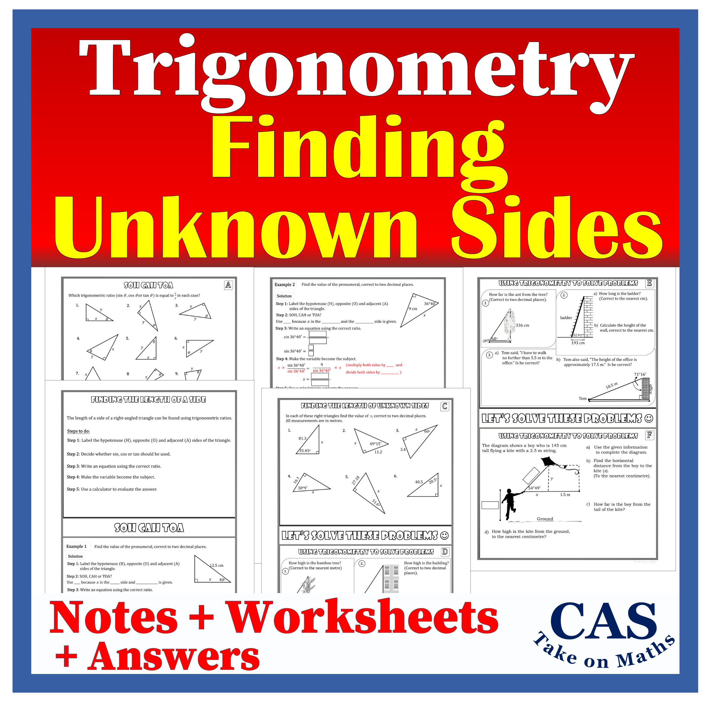 Right-Angled Trigonometry Lesson 1| Introduction |Note + Worksheets + Activities