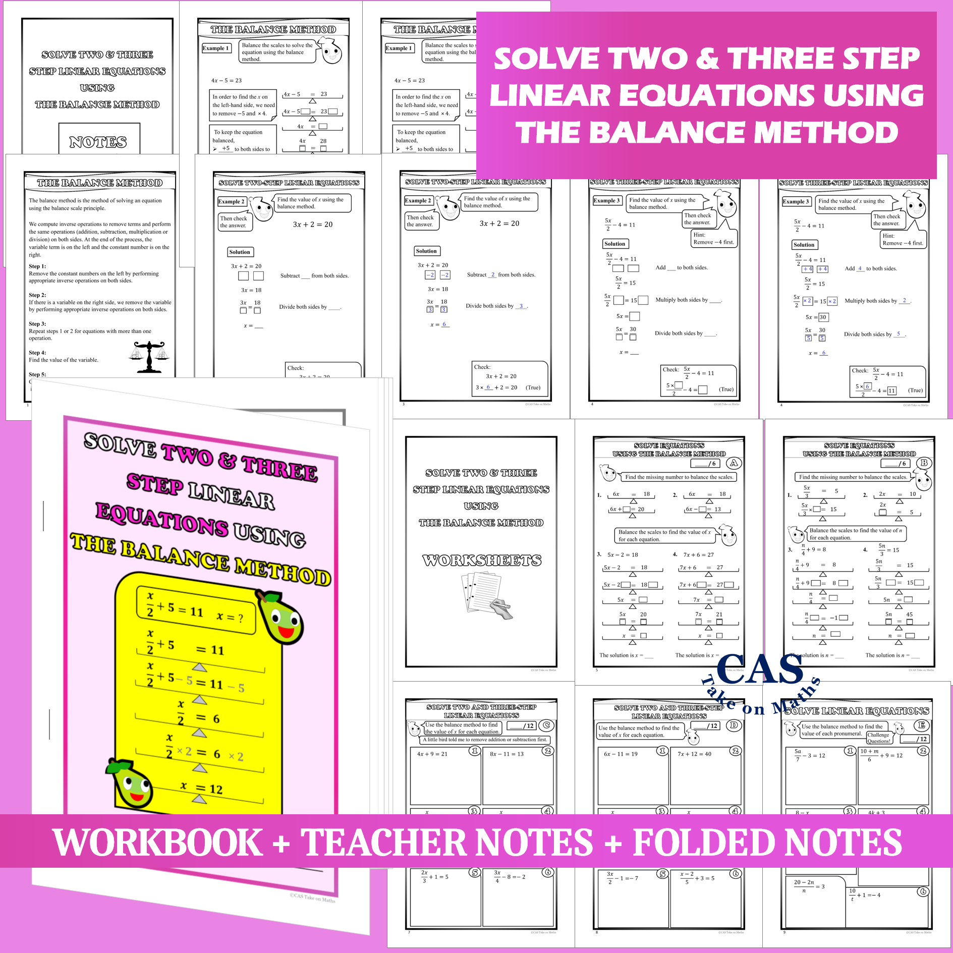 Solve Two & Three Step Linear Equations-Balance Method