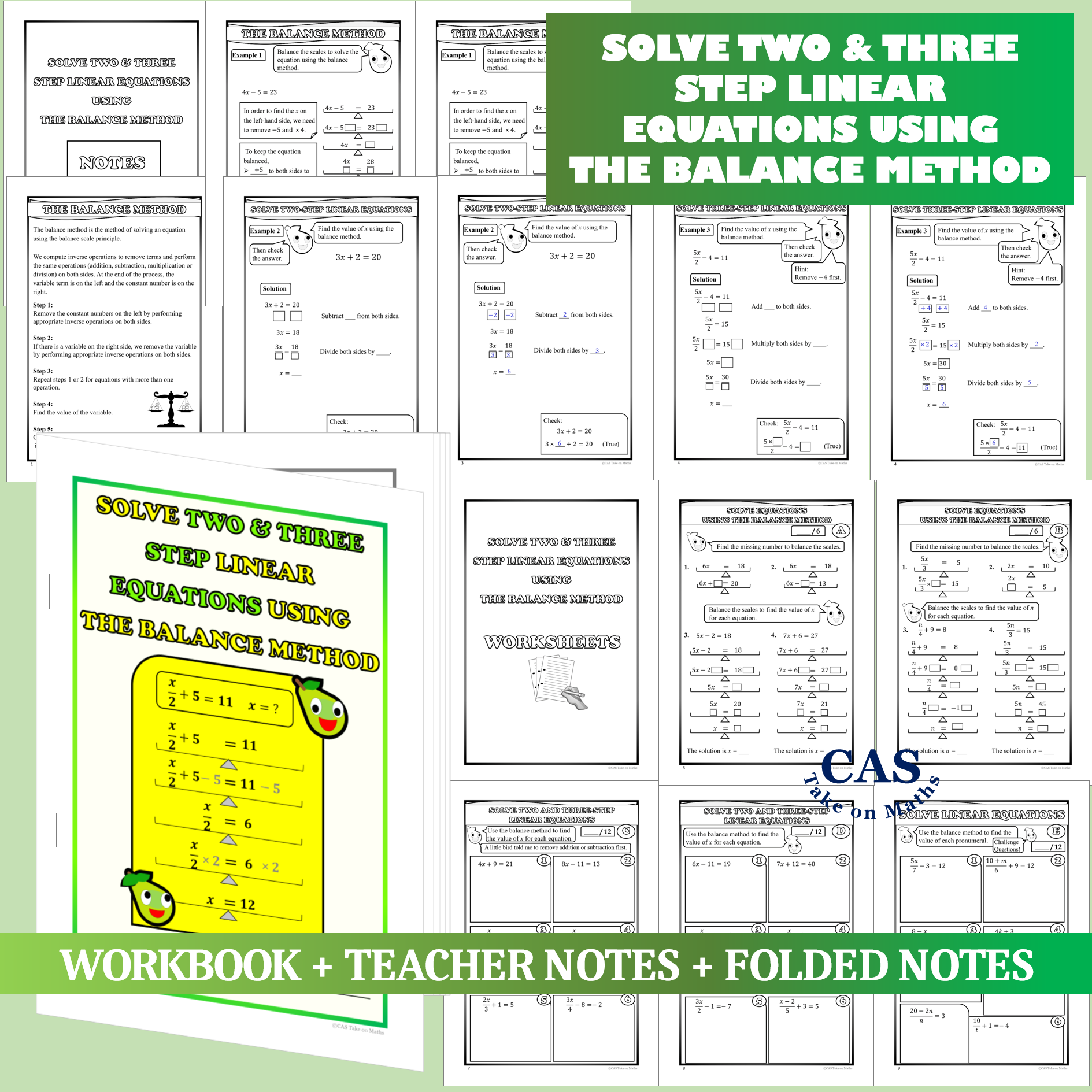 Solve Two & Three Step Linear Equations-Balance Method