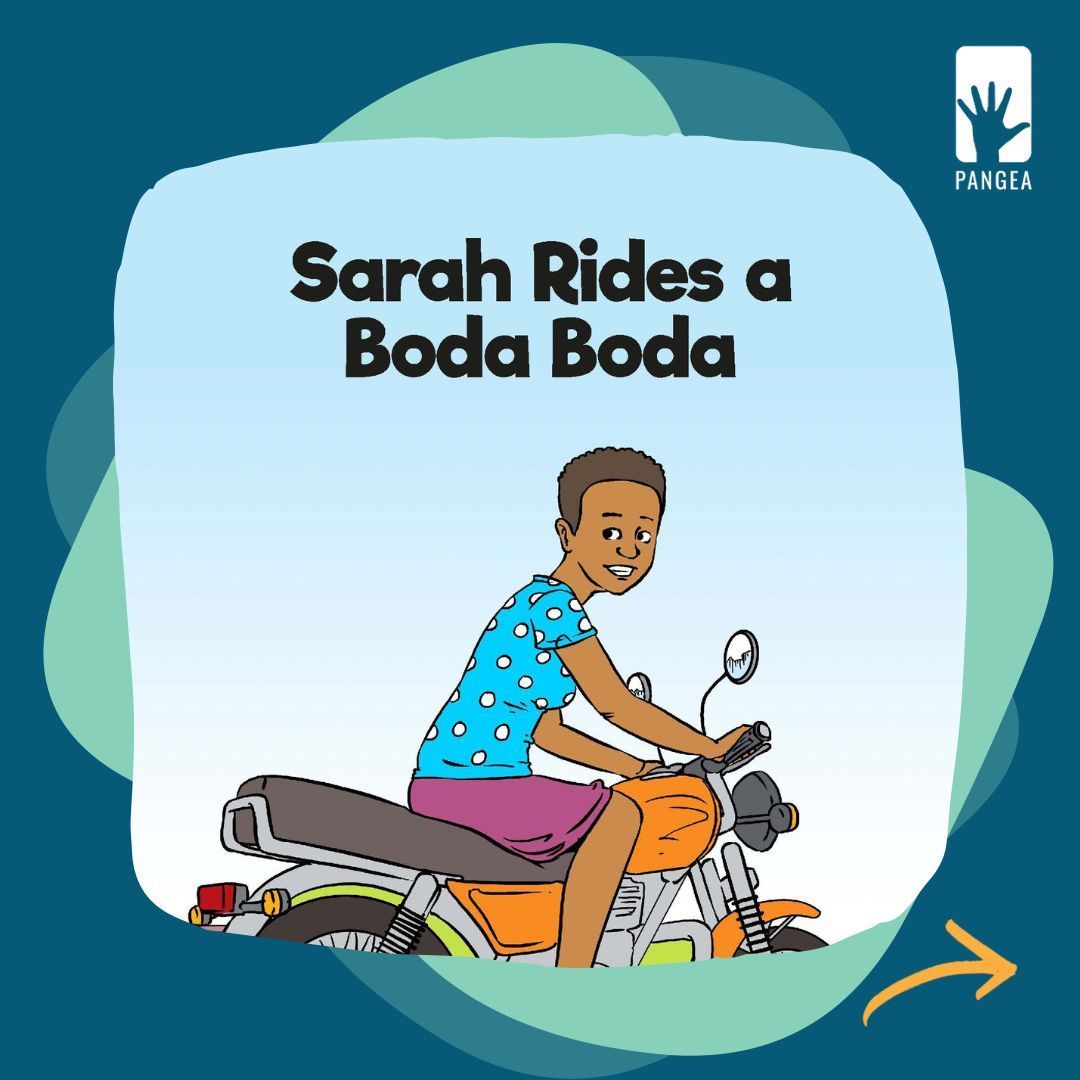 Illustration of a girl on a motorbike, smiling and looking to the side