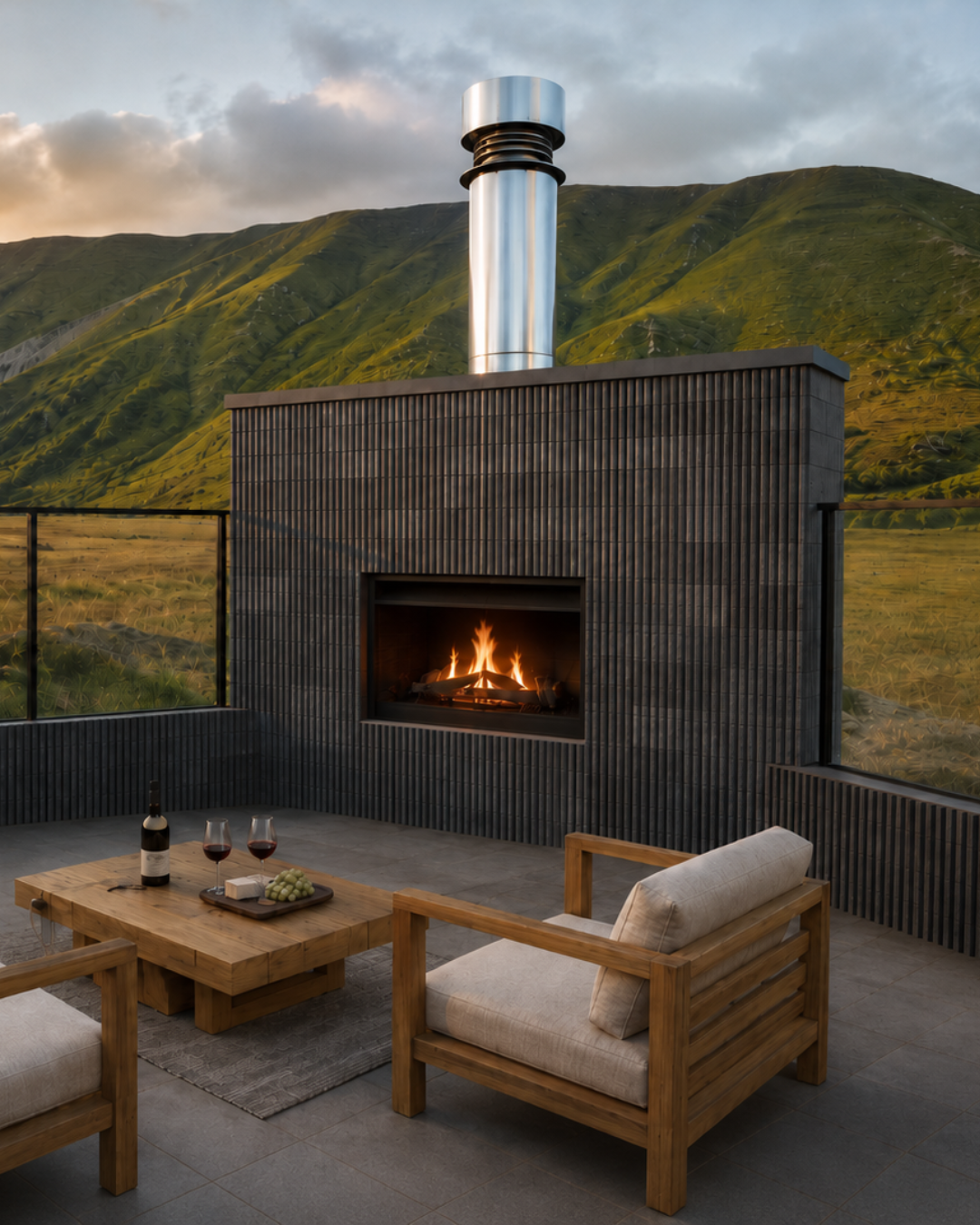 Viblock Concrete - Fluted blocks fire place