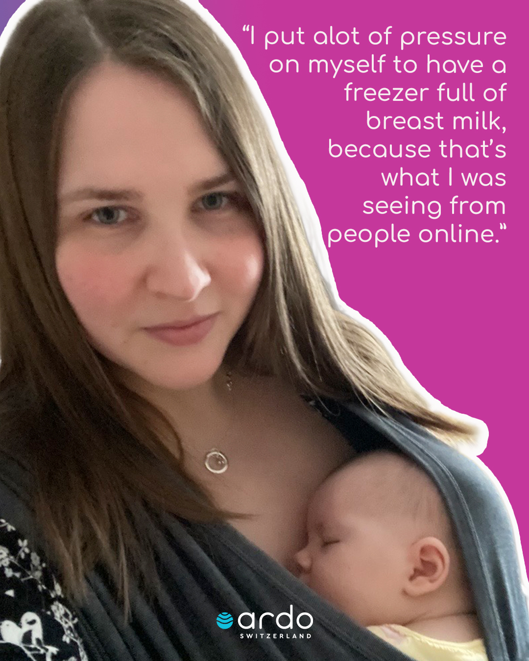 Mum holding baby in sling with text overlay
