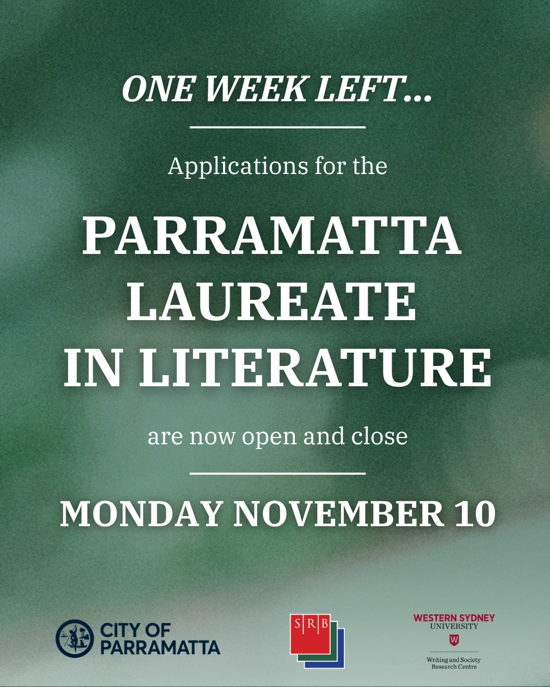 Applications for Parramatta Laureate in Literature