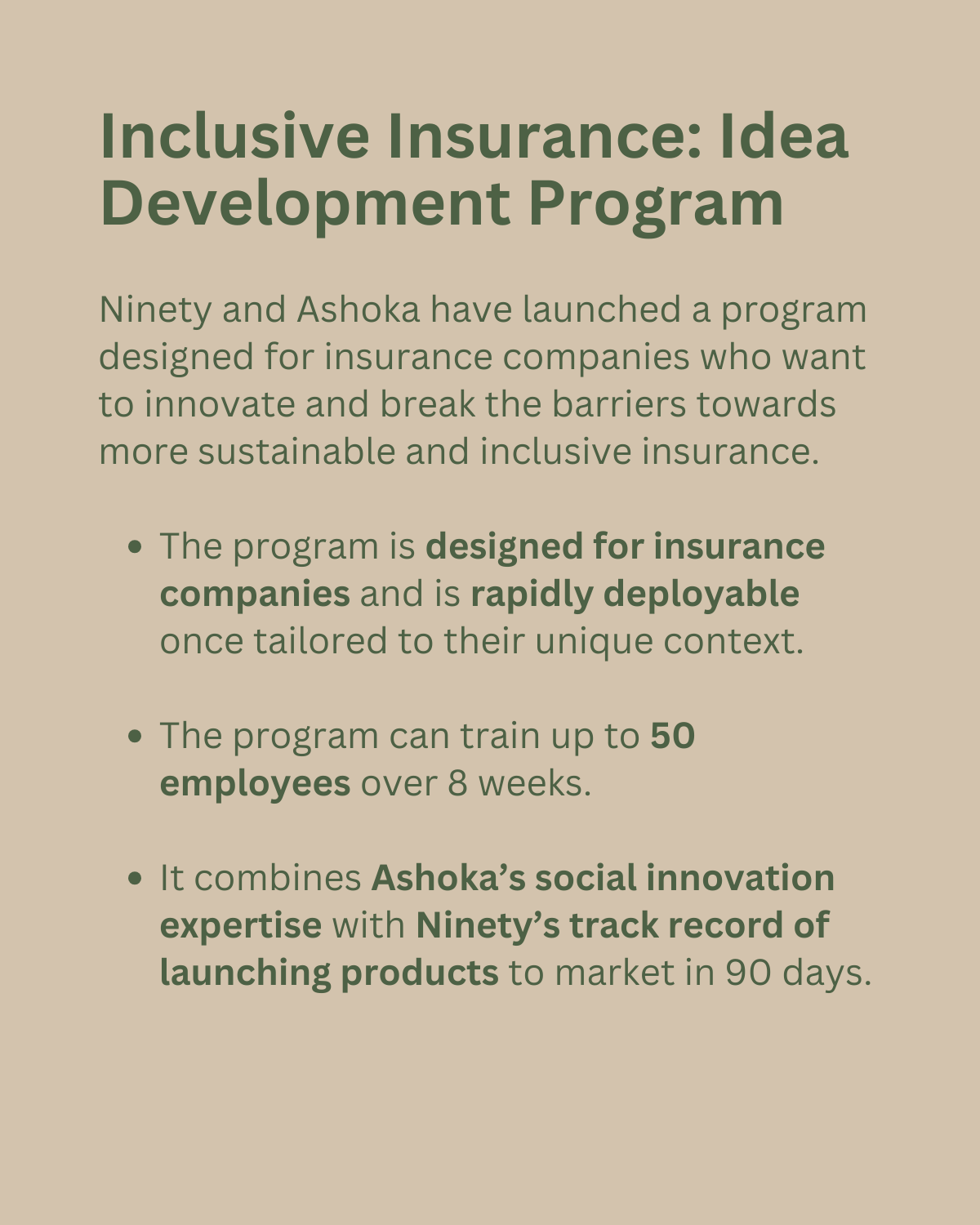 Idea Development Program Inclusive Insurance