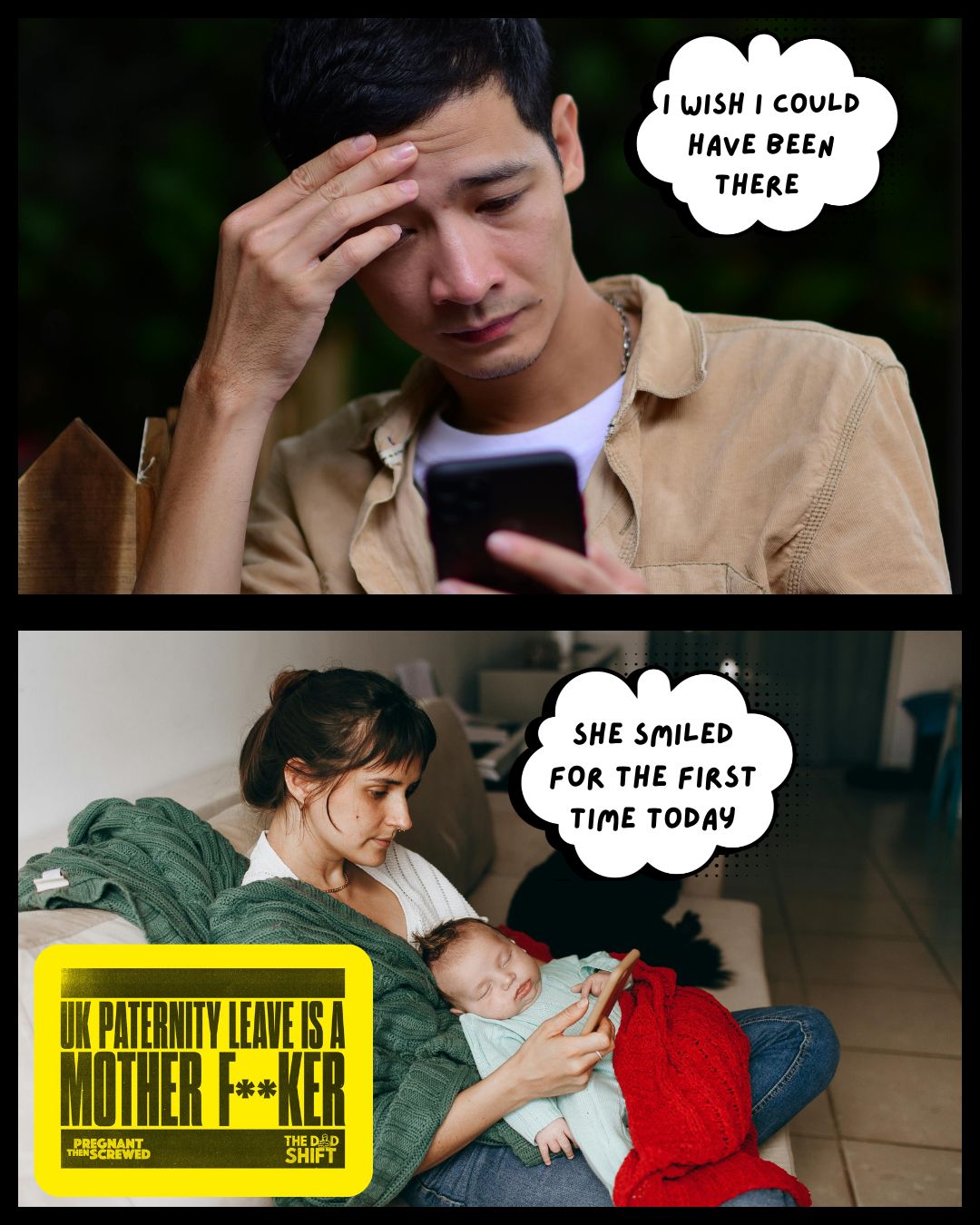 Let’s talk about the UK’s paternity leave and how it supports mums.. 📣 “Paternity leave is a mother f…r” That’s the bold billboard campaign coming from Dad Shift and Pregnant Then Screwed. We agree that the UK paternity leave is a joke. It is the worst in Europe, fathers get just two low-paid weeks. This outdated system doesn’t only fail dads — it fails mothers, children and families. The absence of fathers & non-birthing partners in the early days of a child’s life affects:: 🍼 mothers’ recovery and mental health 👶 babies’ bonding and development 💼 long-term gender equality at home and at work When dads can’t be present, mothers pay the price — physically, emotionally, and professionally.  At Make Mothers Matter, we stand with all calling for fair, paid and longer paternity leave — because caregiving should be shared, valued, and supported. 💬 Agree? Share this in your stories, tag us, @pregnantthenscrewed and @dadshiftuk & let’s make noise for change! 👉 Join the campaign in linkinbio or here: https://linktr.ee/dadshift #Makemothersmatter #dadshift #pregnantthenscrewed #paternityleave #maternityleave #maternalmentalhealth #TwoWeeksIsntEnough