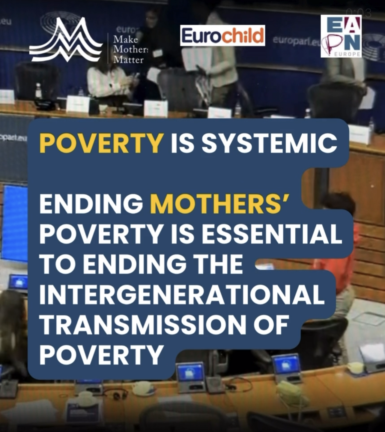 To break the cycle of poverty, we must start by supporting mothers. Today, Johanna Schimma, Head of MMM’s EU Delegation, is at the European Parliament for the first-ever Anti-Poverty Day, organised by the European Anti-Poverty Network (EAPN) together with the Intergroup on Fighting Against Poverty and Ergo Network. In a room filled with MEPs, EU officials and civil society leaders, one message resonated clearly: 👉 Tackling mothers’ poverty is essential to ending the intergenerational transmission of poverty. 🎯 Make Mothers Matter is proud to co-lead the workshop “Protect Children, Protect Europe: Tackling Child Poverty” as part of the EU Alliance for Investing in Children, underlining that empowering mothers and investing in care are crucial to achieving the goals of the European Child Guarantee. Thanks to  all the speakers and partners driving systemic change for children and families across Europe. ✨ No strategy to end poverty will succeed if mothers are left behind. It’s time to make motherhood visible in social and economic policy.💚 If you agree 👉 Share in your stories & Repost 👉 follow @Make Mothers Matter @EAPN @Eurochild @ergonetwork 👉 tag the leaders, policymakers and changemakers who should be part of this conversation.