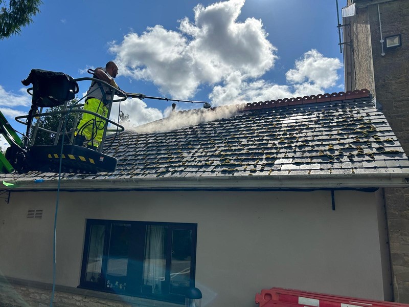 Roof steam cleaning