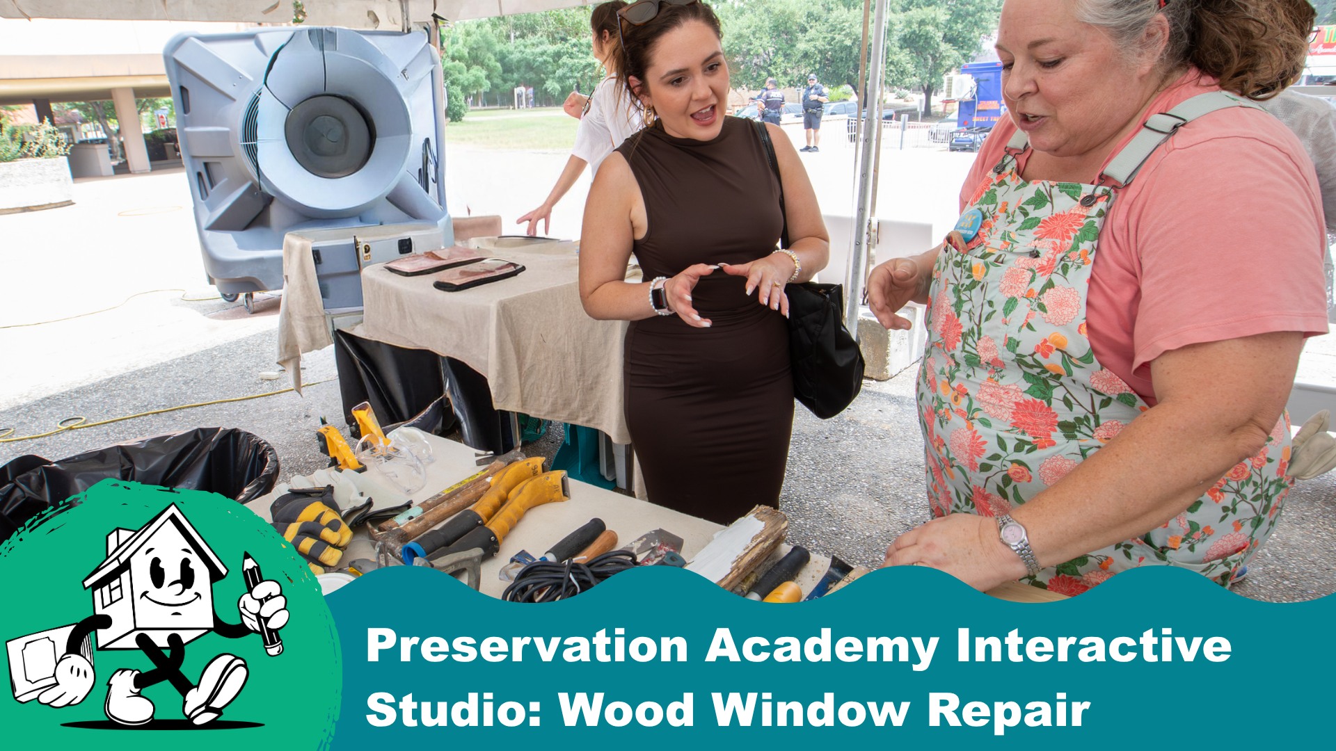 Women talking about repairing historic wood windows