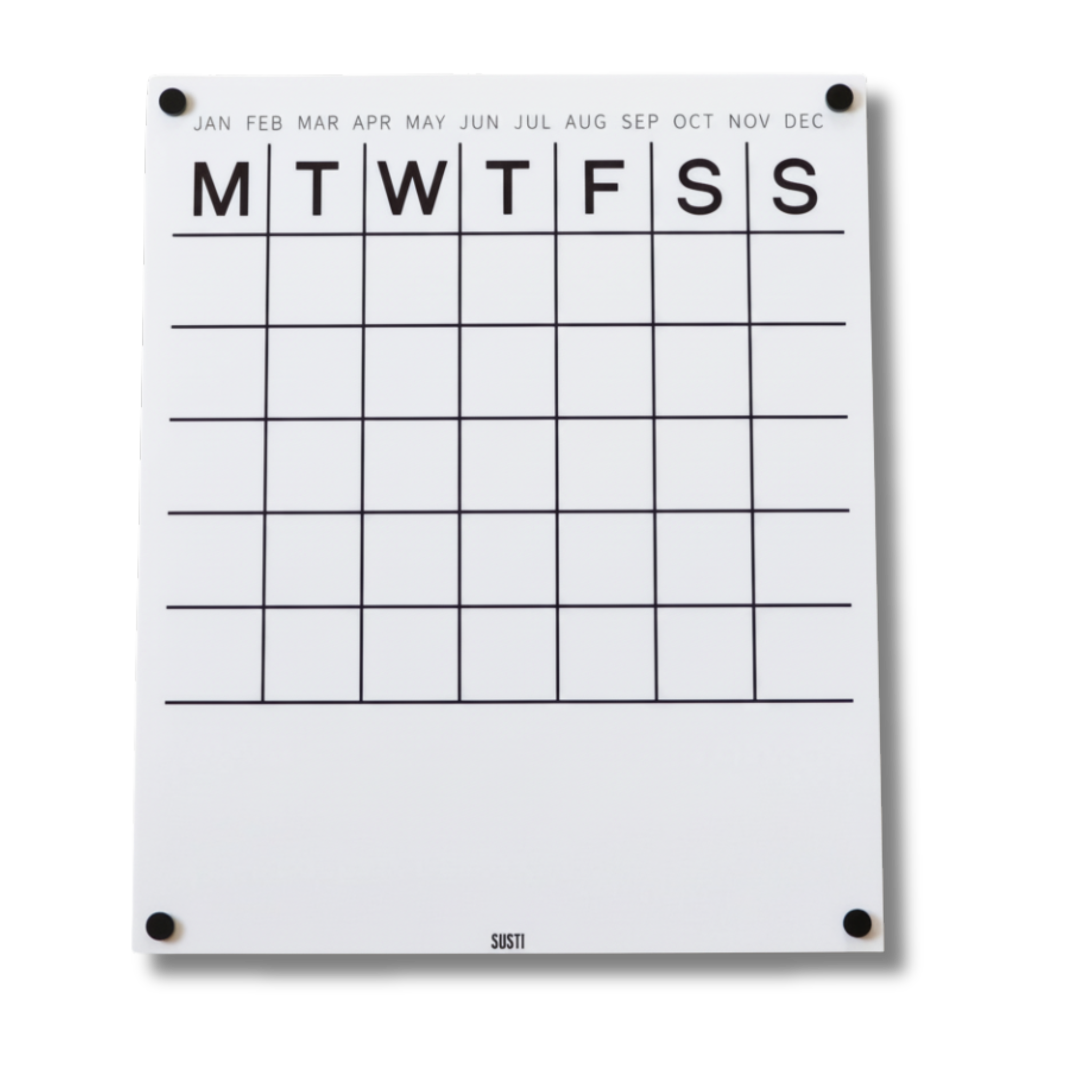 Monthly Acrylic Wall Planner with Notes - Portrait - White